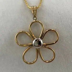 Large Flower Pendant Yellow Gold