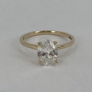 Lab Grown Oval Diamond Engagement Ring with hidden halo