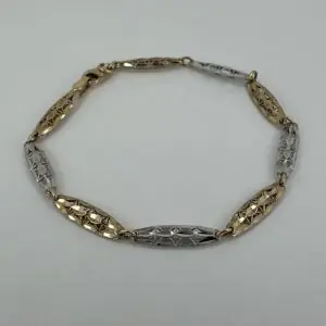 Gold Two Toned Fancy Bracelet 10K
