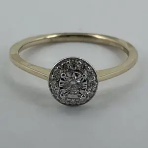 Halo Diamond Engagement ring 10k .12ct